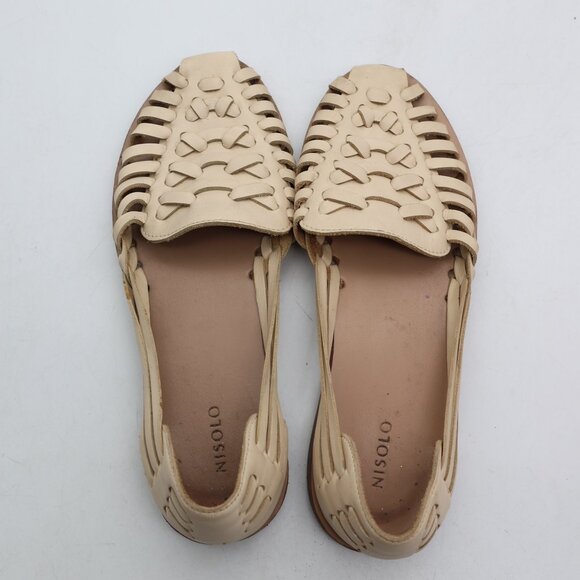 Nisolo Shoes Women's Size 8 Ivory Leather Huarache Sandals Closed Toe - Picture 9 of 9